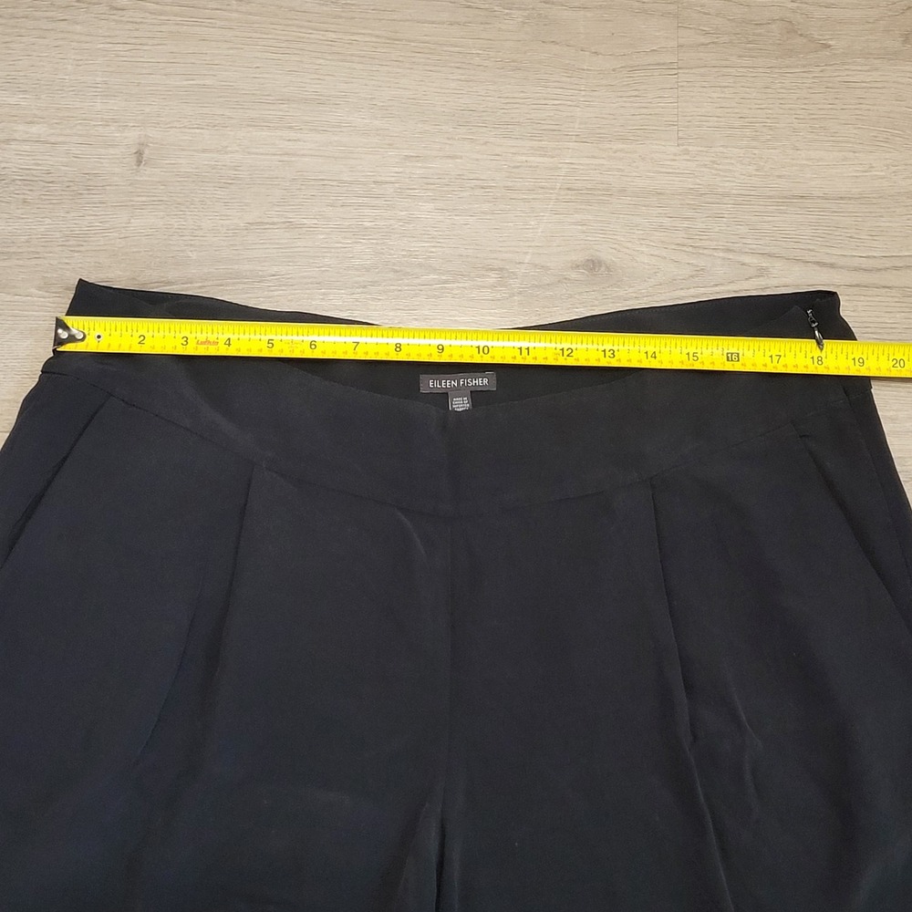 Eileen Fisher Black Tencel Viscose Pleated Tapered Pants Large Lightweight - Picture 7 of 7